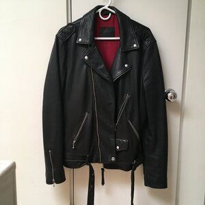 ALLSAINTS TORRANCE BIKER BLK ML014M Jacket black leather sheepskin LARGE